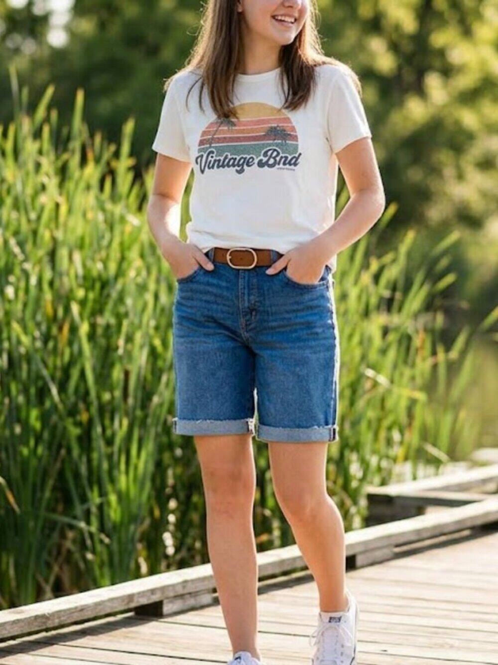 Lucky Brand Blue Denim Shorts, Classic Straight Fit, Teen Size 16.